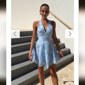 NWT Billy J Zaidin Mini Dress Blue White Floral AU10 US6 Medium